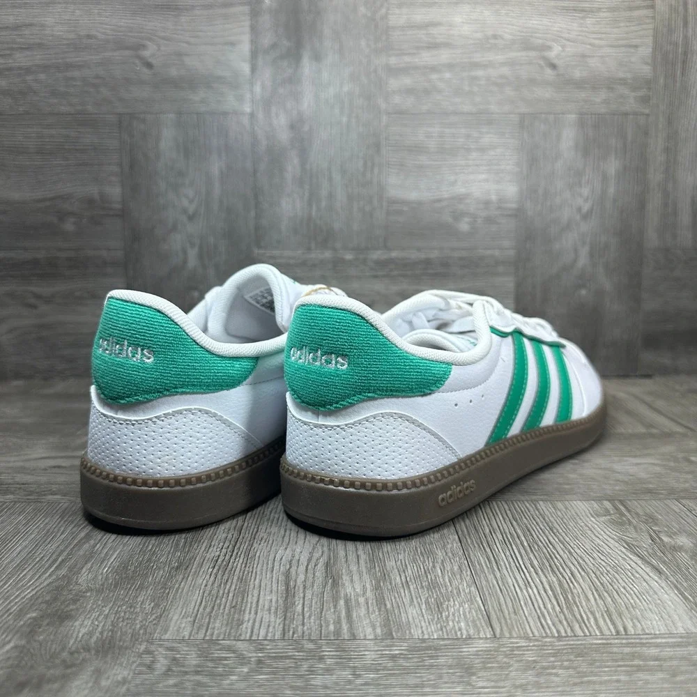 Adidas Breaknet Sleek Cloudfoam Women 8.5 White Green Gum Leather NEW ID6288 - Picture 3 of 10